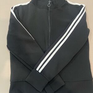 Black Track Jacket with White Stripes